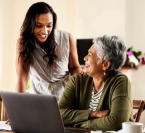 Two women at a computer